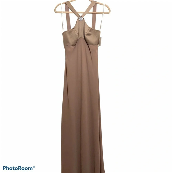 NWT David’s Bridals Tan/ Latte Gown Braids-maid - Picture 4 of 11